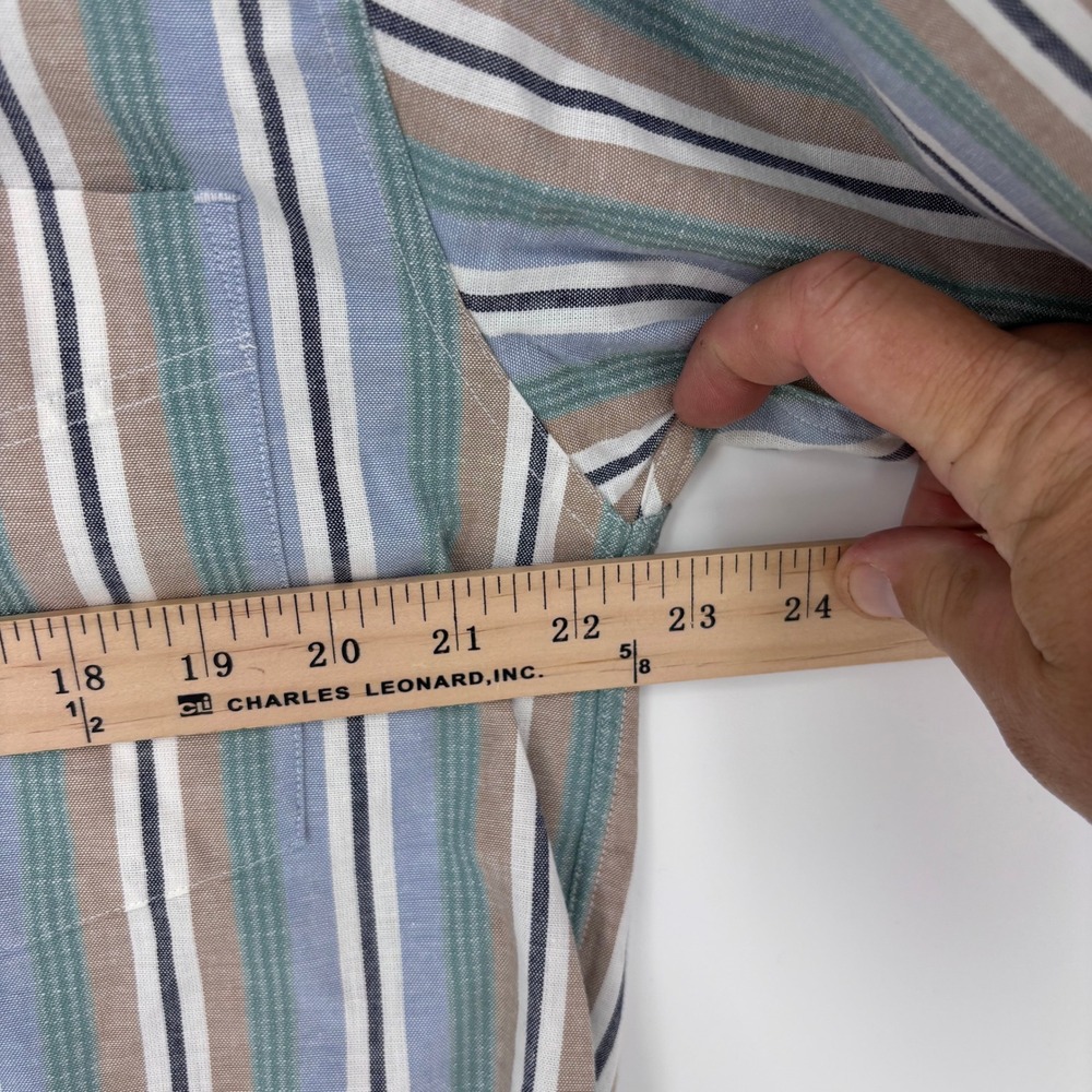 Vintage Eddie Bauer Short Sleeve Northwest Chambray Shirt Mens M Blue Striped - Picture 4 of 7